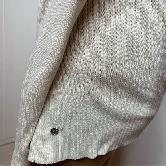 Lululemon Peace Of Mind Wrap Heathered White Ivory Hooded Mid Layer Sweater - Picture 7 of 9
